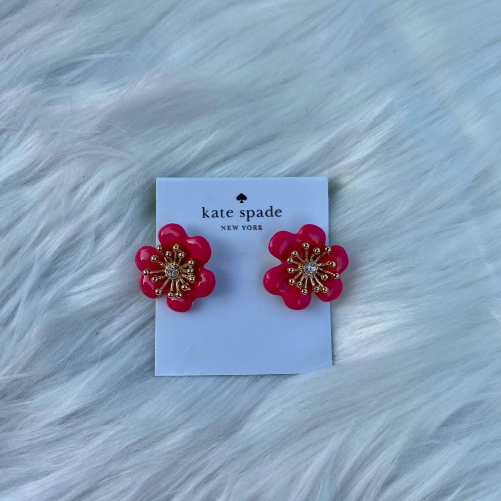 SOLD NWT Kate Spade Bold Hot Pink Flower Stud Earrings